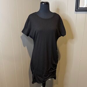 B15 BTFBM Women’s XL Elegant Black Midi Asymmetrical Ruched Dress